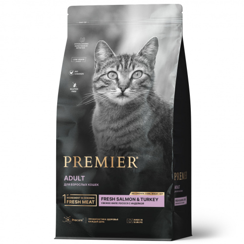 Premier Cat Корм для кошек ADULT Salmon&Turkey Лосось Индейка