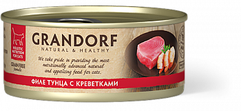 GRANDORF Консервы д/кошек филе Тунца с Креветками 70 гр*12 шт