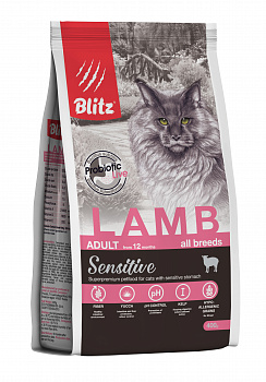 BLITZ Sensitive Lamb Adult Cat Сухой корм д/кошек Чувствительное пищеварение с Ягненком