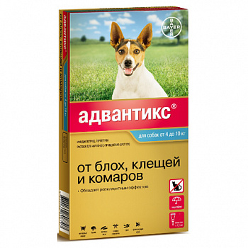 BAYER Адвантикс капли от блох и клещей для собак весом от 4 до 10 кг (1 пипетка)