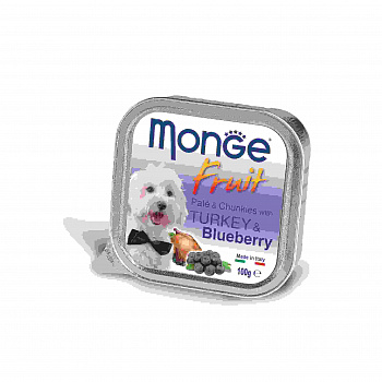 MONGE DOG Fruit Консервы д/собак Индейка с Черникой паштет 100 г