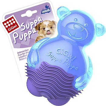 GIGWI Игрушка для собак Мишка с пищалкой, синий 9 см