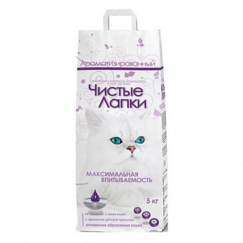 ЧИСТЫЕ ЛАПКИ Наполнитель Комкующийся с ароматом Детской присыпки 5 кг