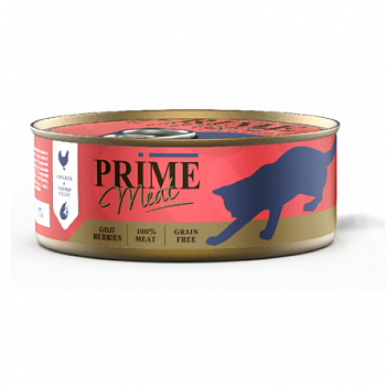 PRIME MEAT Консервы для кошек Курица с креветкой филе в желе ж/б 100 гр*12 шт