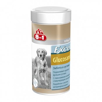 8in1 Excel Glucosamine Мультивитамины для взрослых собак для поддержания здоровья суставов 55 таб.