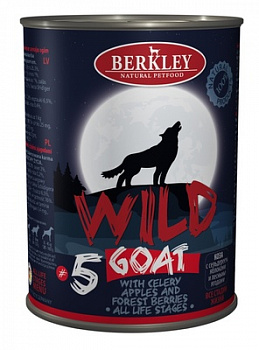 BERKLEY Wild Консервы д/собак №5 Коза с сельдереем, яблоками и лесными ягодами 400г