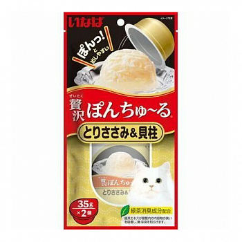 INABA Лакомство для кошек Нежное суфле на основе Филе Курицы и Японского Гребешка 35г х 2 шт