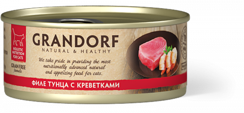 GRANDORF Консервы д/кошек филе Тунца с Креветками 70 гр*12 шт