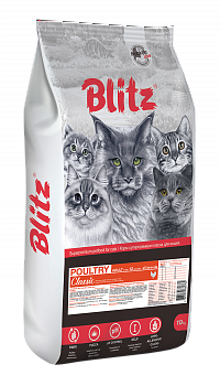 BLITZ Classic Poultry Adult Cat Сухой корм д/кошек Домашняя птица 10 кг