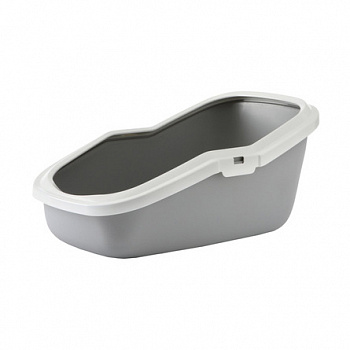 SAVIC Туалет д/кошек Aseo с бортиком, серый 56х39х27,5 см