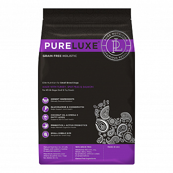 PURELUXE Сухой корм для собак мелких пород с индейкой горошком и лососем