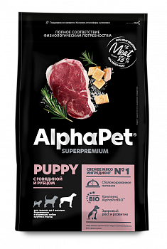 ALPHAPET SUPERPREMIUM Сухой корм для щенков и беременных собак крупных пород с Говядиной и Рубцом