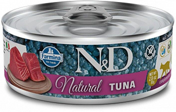 FARMINA N&D CAT Natural Консервы д/кошек Тунец 80 г