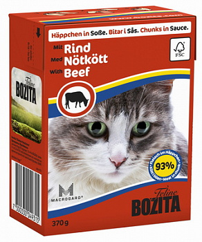 BOZITA Консервы для кошек кусочки в соусе с Говядиной 370 г